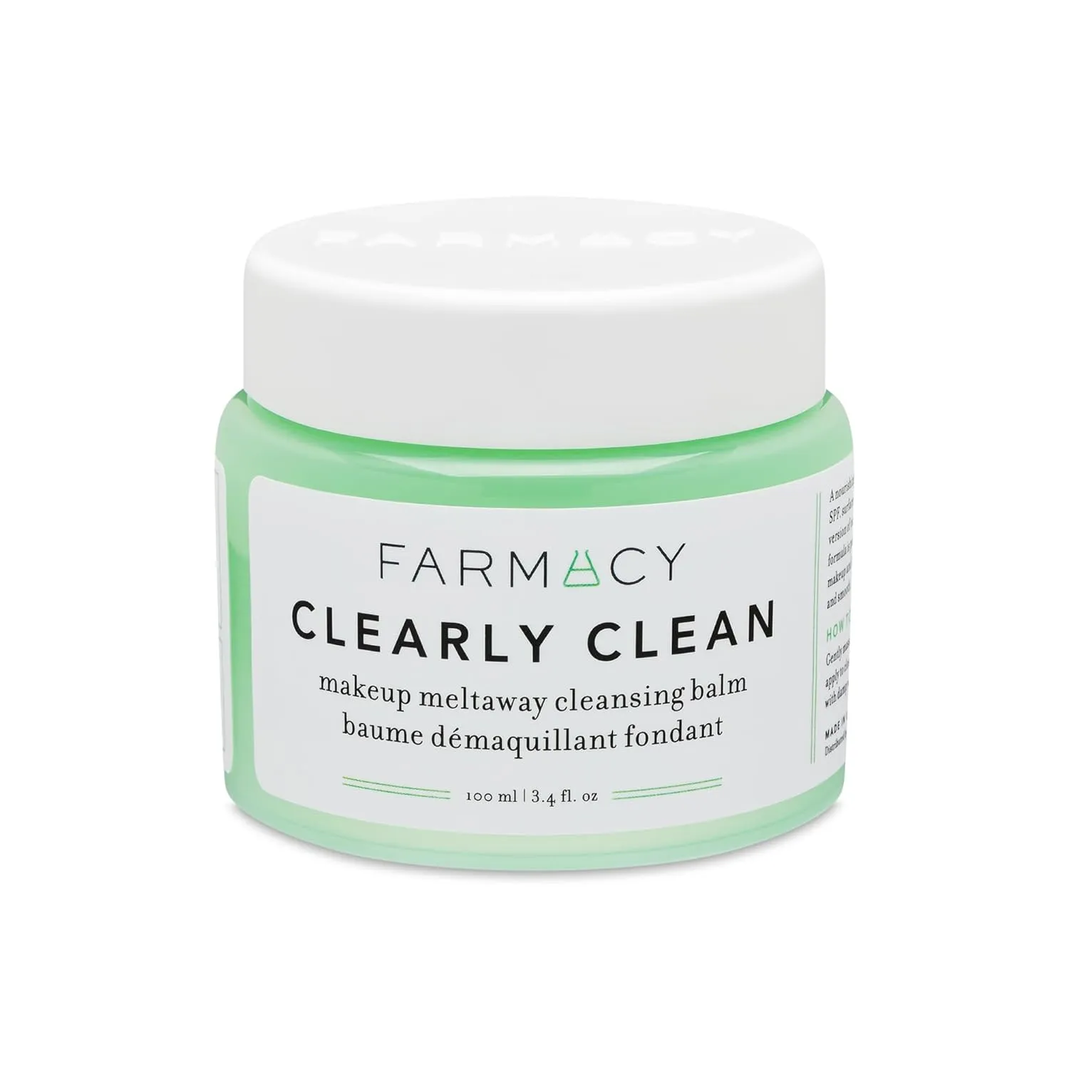 Farmacy Makeup Remover Cleansing Balm - Clearly Clean Sensitive Skin Makeup Remover   Oil Based Cleanser - Gentle Exfoliating Double Cleanser - Melts From Balm to Milky Lather - Fragrance Free (100ml)