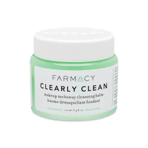 Farmacy Makeup Remover Cleansing Balm - Clearly Clean Sensitive Skin Makeup Remover   Oil Based Cleanser - Gentle Exfoliating Double Cleanser - Melts From Balm to Milky Lather - Fragrance Free (100ml)