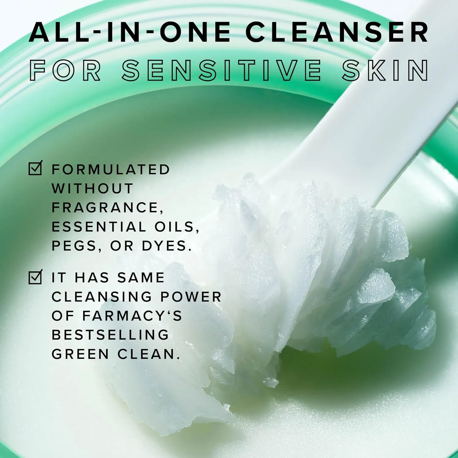 Farmacy Makeup Remover Cleansing Balm - Clearly Clean Sensitive Skin Makeup Remover   Oil Based Cleanser - Gentle Exfoliating Double Cleanser - Melts From Balm to Milky Lather - Fragrance Free (100ml)