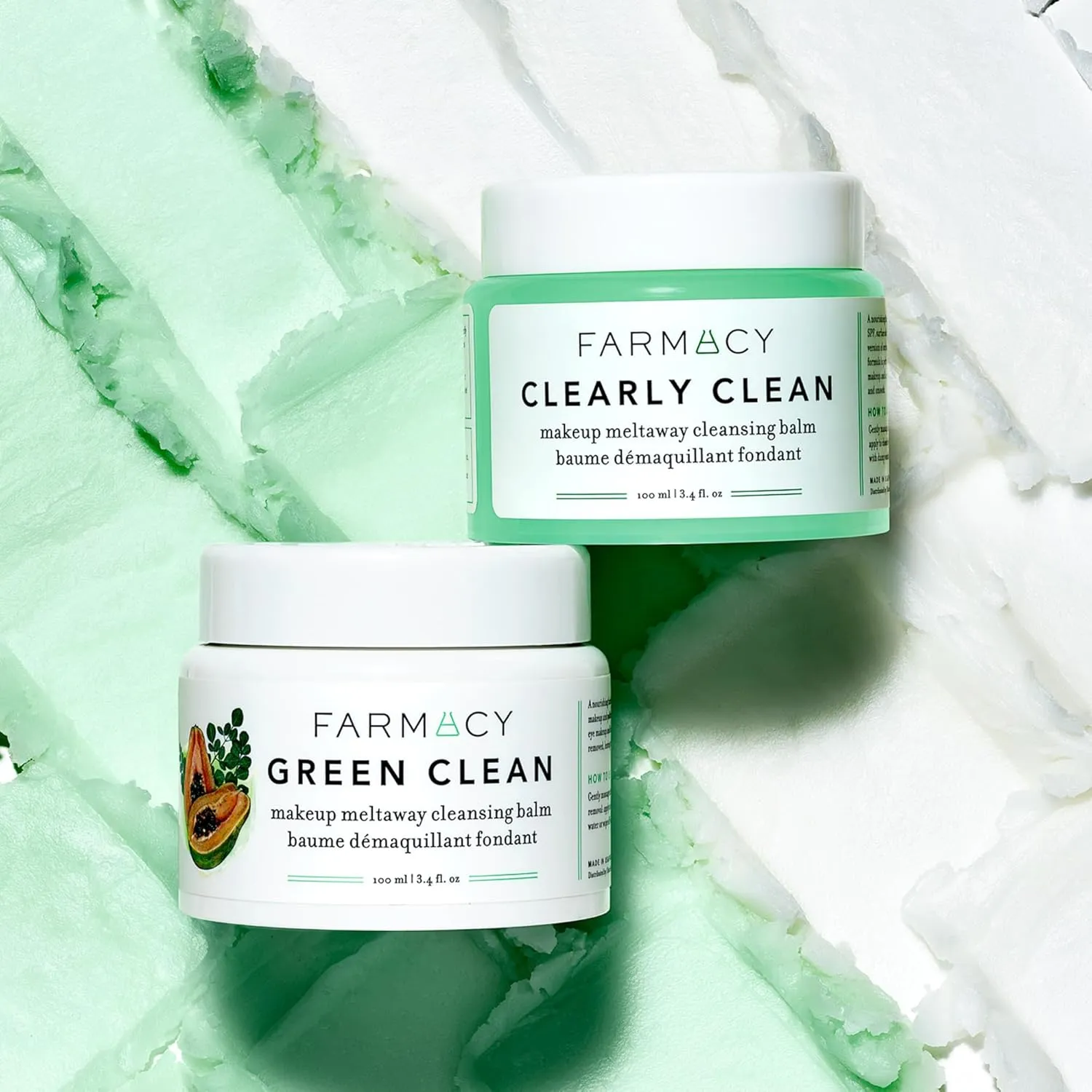 Farmacy Makeup Remover Cleansing Balm - Clearly Clean Sensitive Skin Makeup Remover   Oil Based Cleanser - Gentle Exfoliating Double Cleanser - Melts From Balm to Milky Lather - Fragrance Free (100ml)