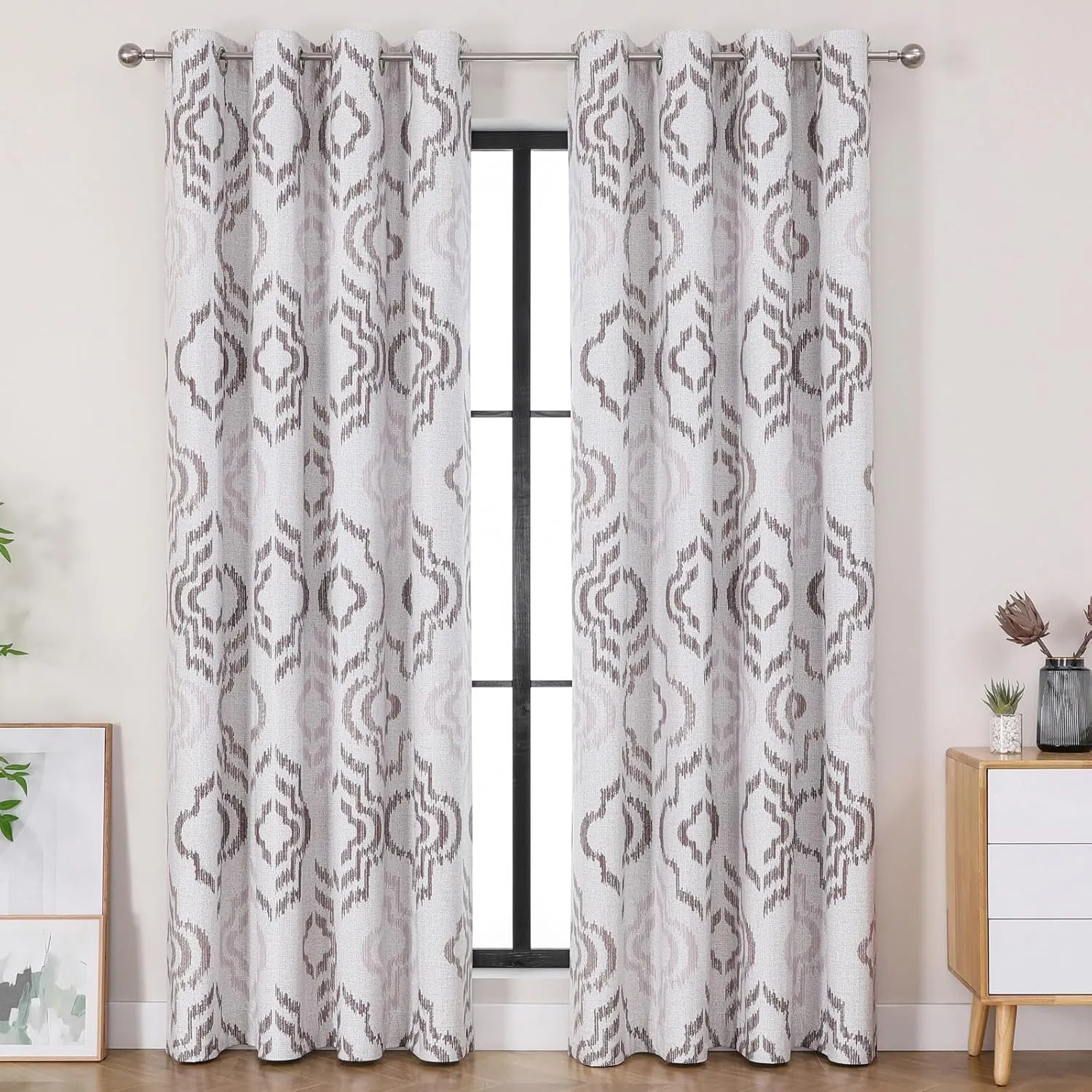 Farmhouse Blackout Curtains, 84 Inches Long, Set of 2 Panels Grommet Top for Living Room,Window Treatment Sets, Vintage Country Style Floral Coffee, W 52xL 84 Inch
