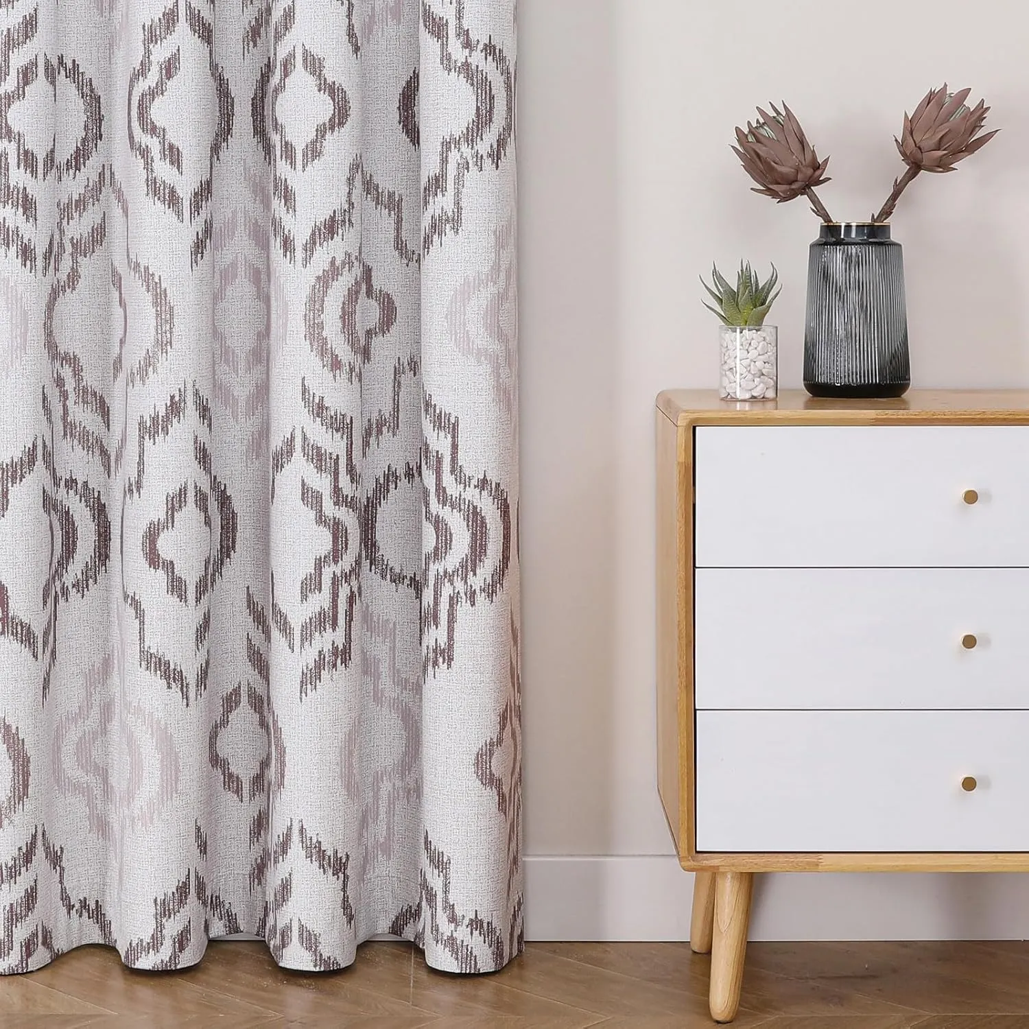 Farmhouse Blackout Curtains, 84 Inches Long, Set of 2 Panels Grommet Top for Living Room,Window Treatment Sets, Vintage Country Style Floral Coffee, W 52xL 84 Inch