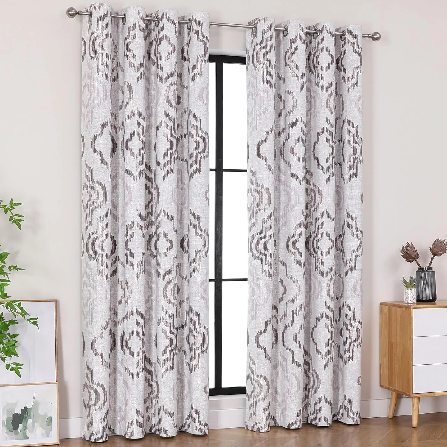 Farmhouse Blackout Curtains, 84 Inches Long, Set of 2 Panels Grommet Top for Living Room,Window Treatment Sets, Vintage Country Style Floral Coffee, W 52xL 84 Inch