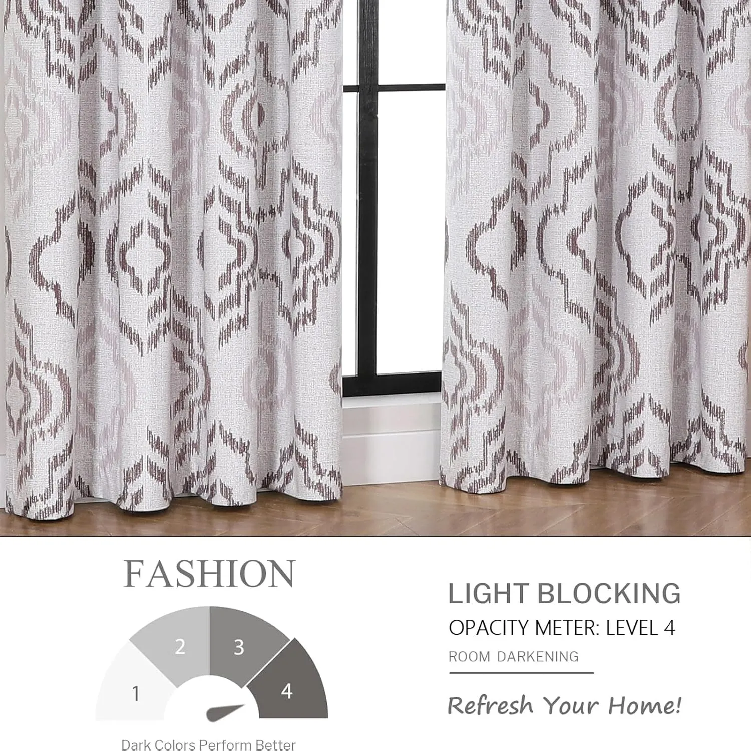 Farmhouse Blackout Curtains, 84 Inches Long, Set of 2 Panels Grommet Top for Living Room,Window Treatment Sets, Vintage Country Style Floral Coffee, W 52xL 84 Inch
