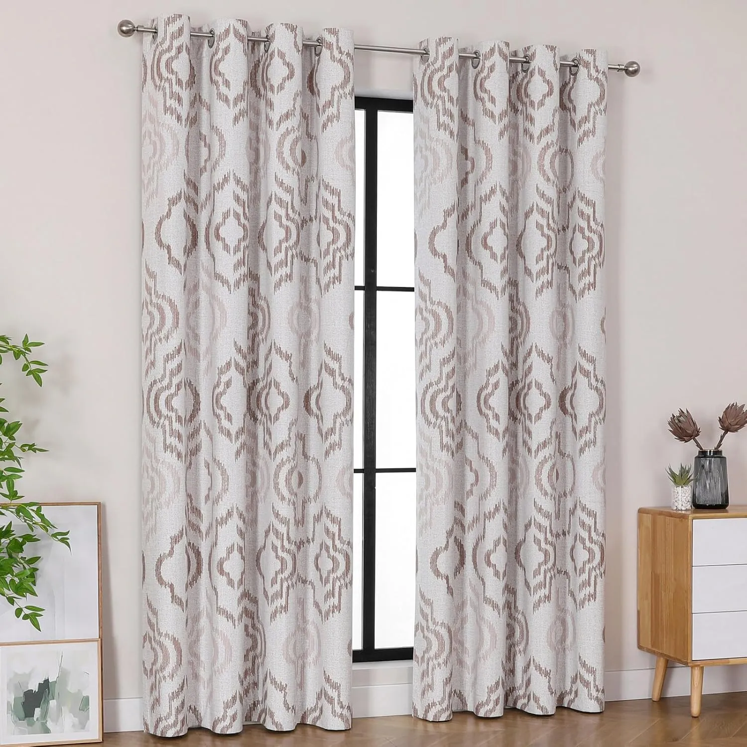 Farmhouse Blackout Curtains, 84 Inches Long, Set of 2 Panels Grommet Top for Living Room,Window Treatment Sets, Vintage Country Style Floral Light Beige, W 52xL 84 Inch