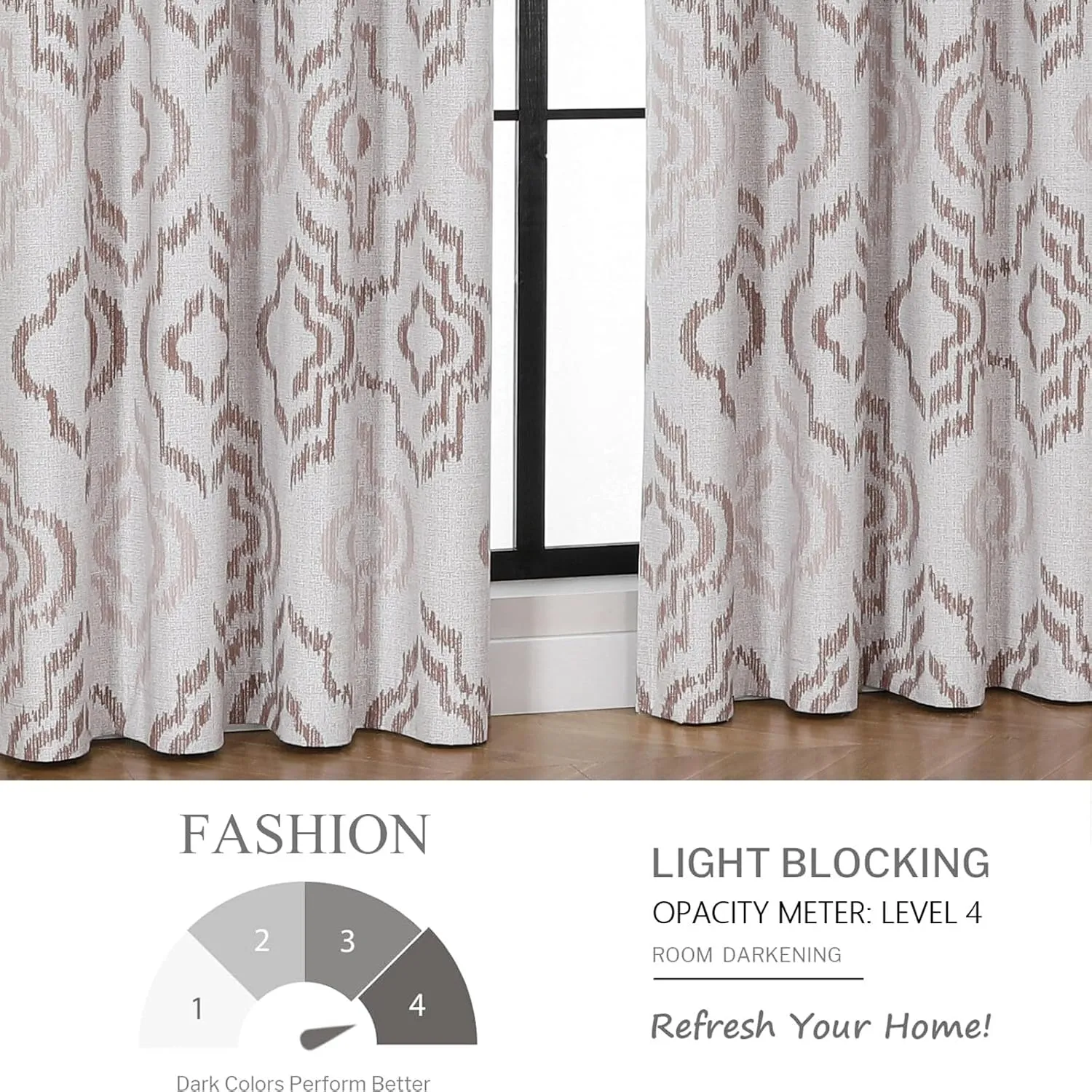 Farmhouse Blackout Curtains, 84 Inches Long, Set of 2 Panels Grommet Top for Living Room,Window Treatment Sets, Vintage Country Style Floral Light Beige, W 52xL 84 Inch