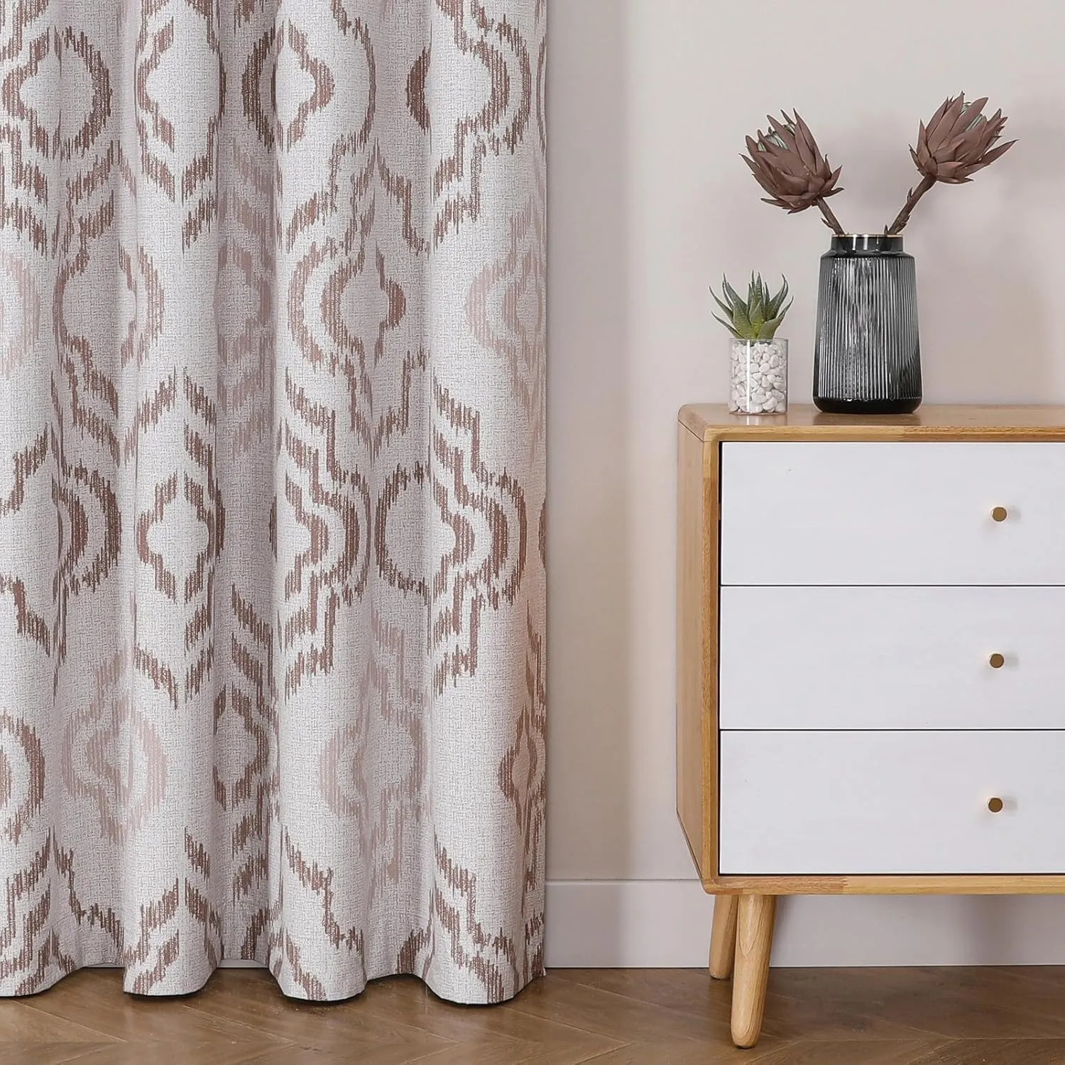 Farmhouse Blackout Curtains, 84 Inches Long, Set of 2 Panels Grommet Top for Living Room,Window Treatment Sets, Vintage Country Style Floral Light Beige, W 52xL 84 Inch