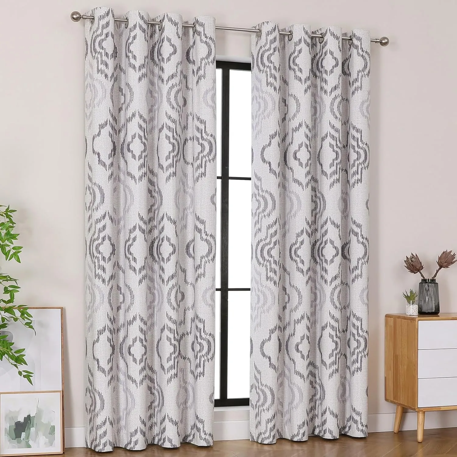Farmhouse Blackout Curtains, 84Inches Long, Set of 2 Panels Grommet Top for Living Room,Window Treatment Sets, Vintage Country Style Floral Light Beige, W 52xL 84 Inch