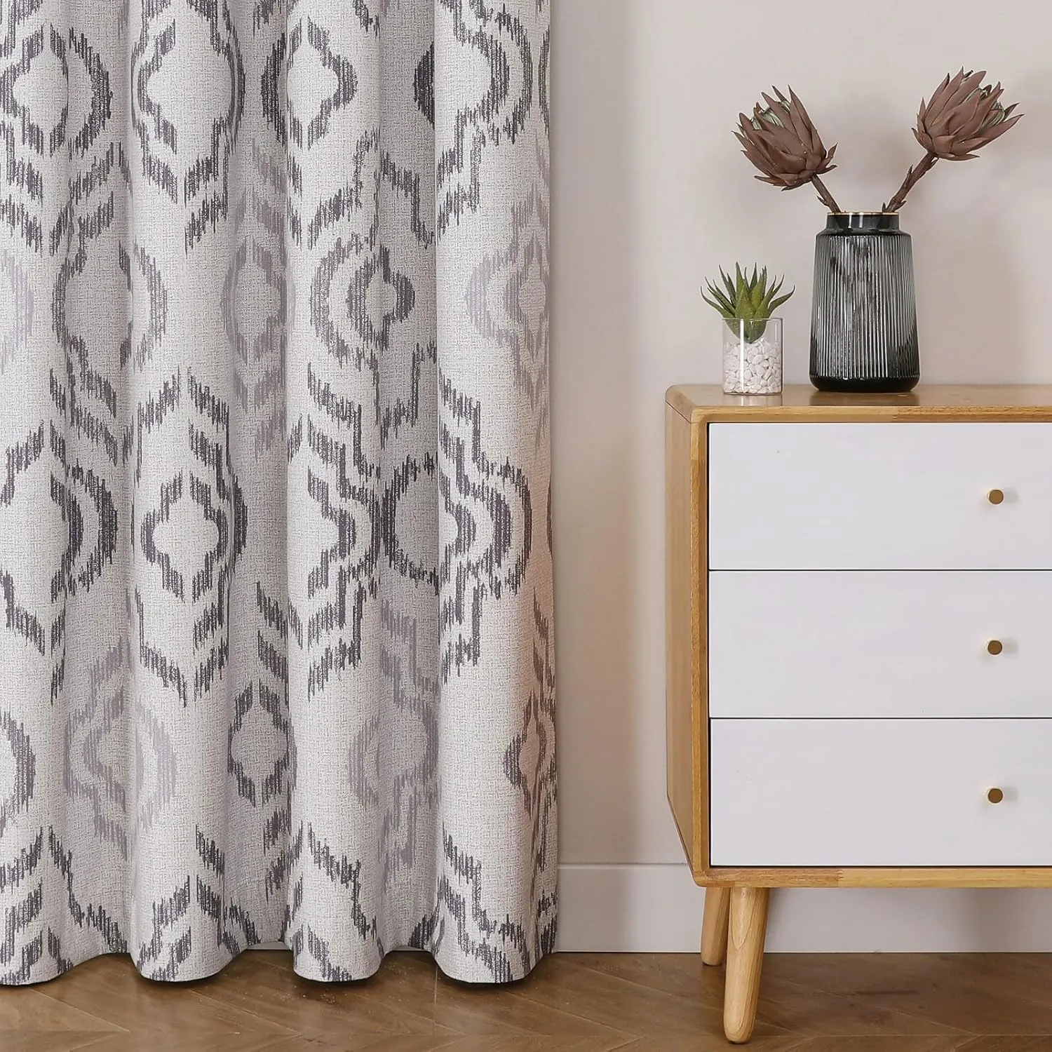 Farmhouse Blackout Curtains, 84Inches Long, Set of 2 Panels Grommet Top for Living Room,Window Treatment Sets, Vintage Country Style Floral Light Beige, W 52xL 84 Inch