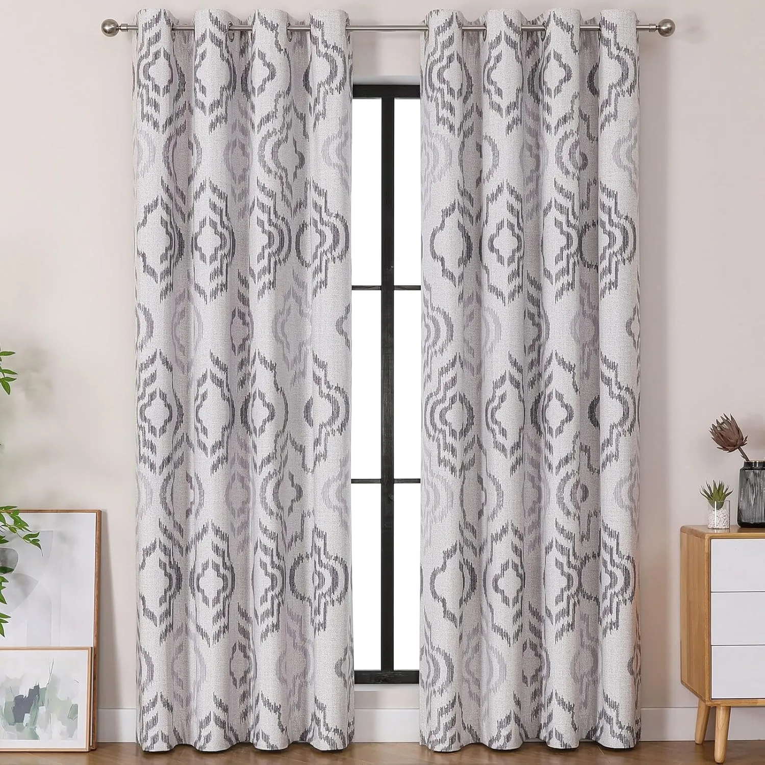 Farmhouse Blackout Curtains, 84Inches Long, Set of 2 Panels Grommet Top for Living Room,Window Treatment Sets, Vintage Country Style Floral Light Beige, W 52xL 84 Inch