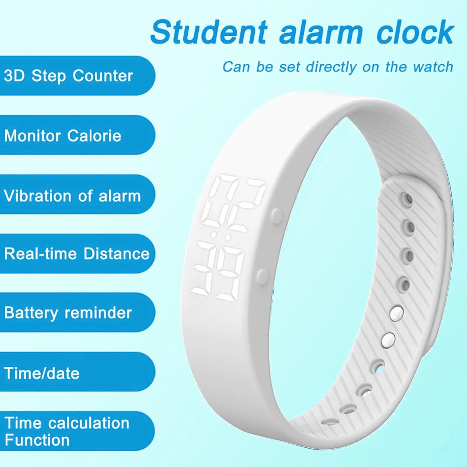 findtime Fitness Tracker Without Smartphone No Bluetooth No APP USB Charge Pedometer Sports White Wristwatch Suitable for Mens Womens Students Teenagers Teens