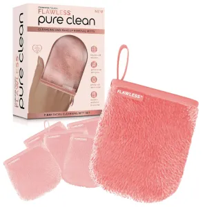 Finishing Touch Flawless Facial Mitt Makeup Remover, Pure Clean 7-Day Makeup Remover Cloth Set, Reusable Makeup Remover Pads, Face Wipes, Reusable Make Up Wipes, Clean and Clear Face