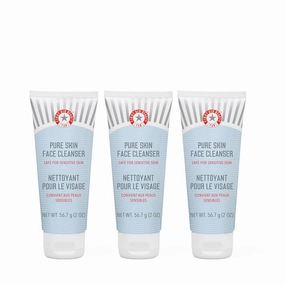 First Aid Beauty - Pure Skin Face Cleanser, Effectively Removes Makeup, Dirt, & Impurities, Gentle Cleanser Leaves Skin Soft & Supple, Fragrance Free, 2 oz, 3 ct