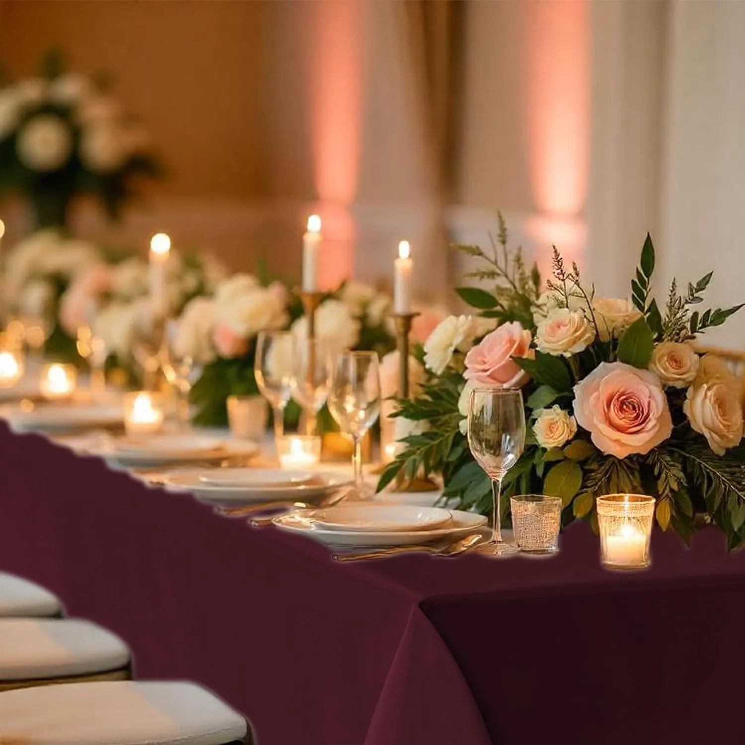 Fitable 8 Pack Rectangular Tablecloths: Burgundy, 70x120 Inch, Polyester, Wrinkle & Stain Resistant, Ideal for Weddings, Parties, Dining & Catering