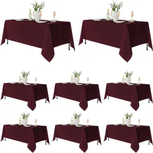 Fitable 8 Pack Rectangular Tablecloths: Burgundy, 70x120 Inch, Polyester, Wrinkle & Stain Resistant, Ideal for Weddings, Parties, Dining & Catering