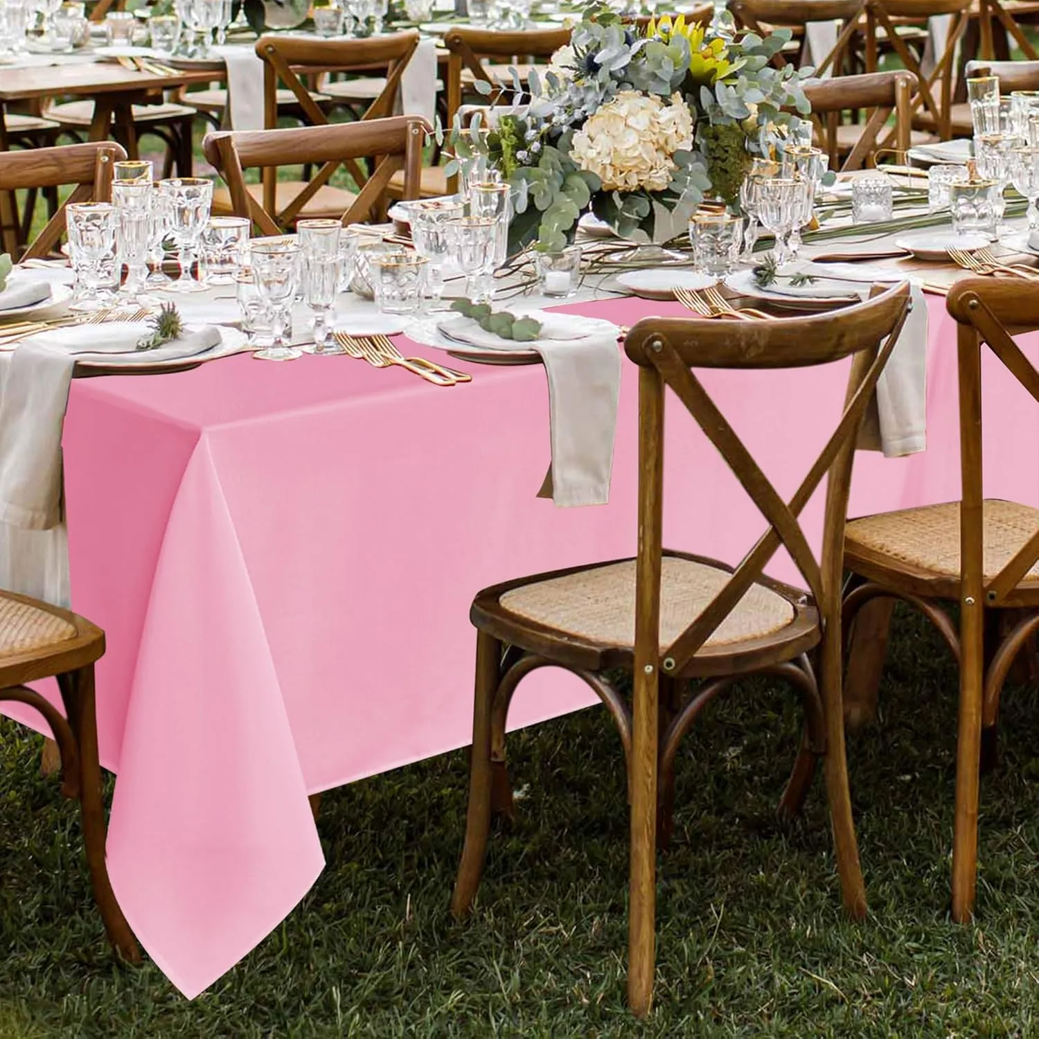 Fitable 8 Pack Table Cloth Rectangle Table: Stain and Wrinkle Resistant Tablecloth Rectangular, Washable Polyester Table Cover for Wedding Party Dining Banquet Event Catering(Pink, 70x120 Inch)
