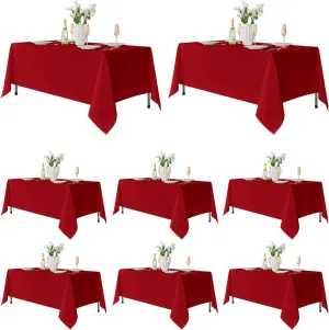 Fitable 8 Pack Table Cloth Rectangle Table: Stain and Wrinkle Resistant Tablecloth Rectangular, Washable Polyester Table Cover for Wedding Party Dining Banquet Event Catering(Red, 70x120 Inch)