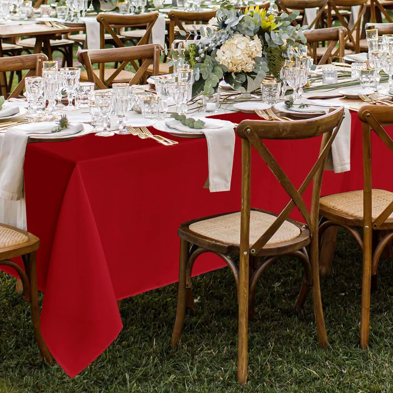 Fitable 8 Pack Table Cloth Rectangle Table: Stain and Wrinkle Resistant Tablecloth Rectangular, Washable Polyester Table Cover for Wedding Party Dining Banquet Event Catering(Red, 70x120 Inch)