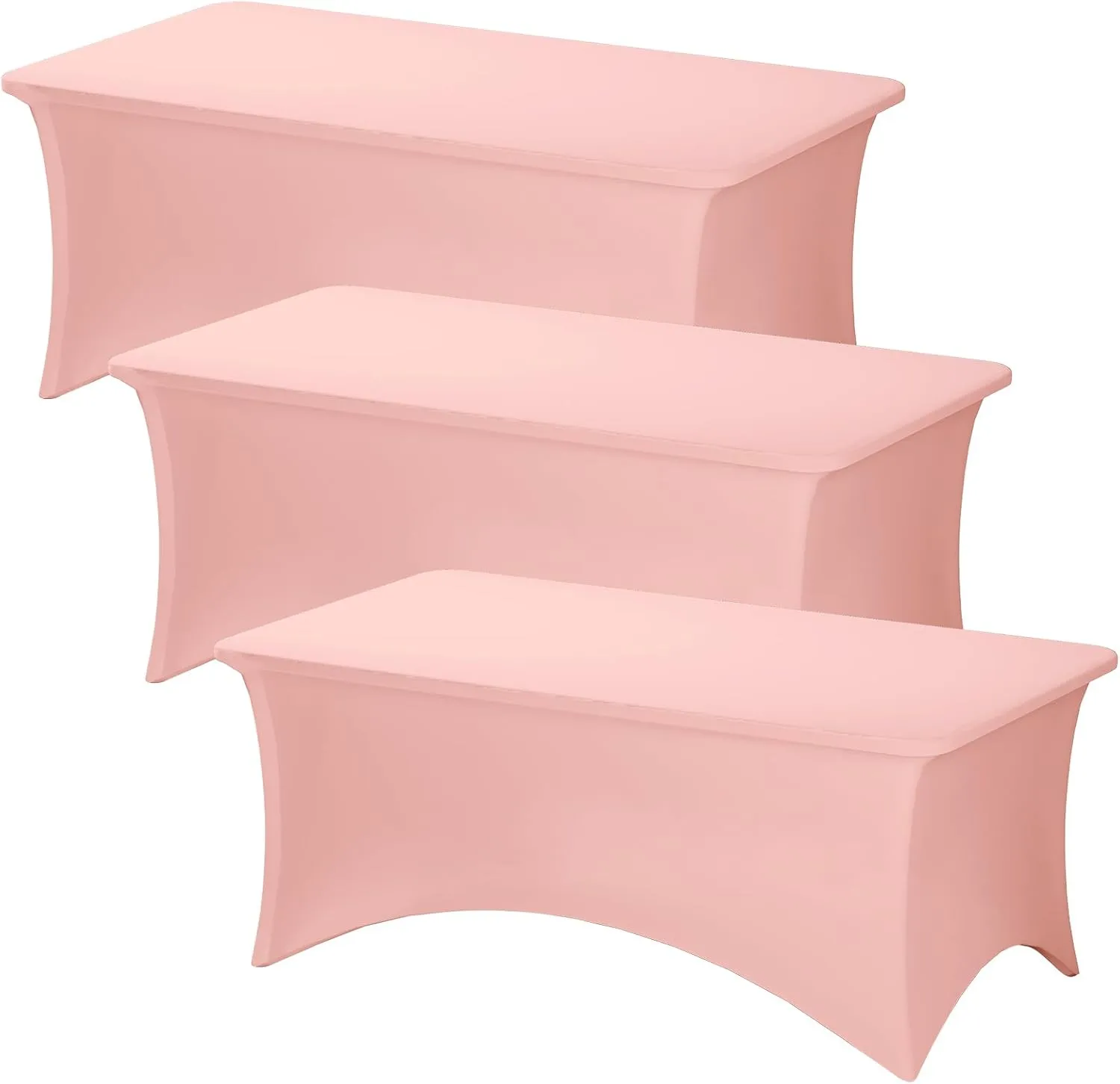 Fixwal 3 Pack Pink Table Cloths Rectangle 6FT, Tablecloths Rectangular Stretch Spandex Fitted Table Covers 6 ft for Parties, Trade Shows, Banquet, Weddings, Graduation Decorations, Buffet