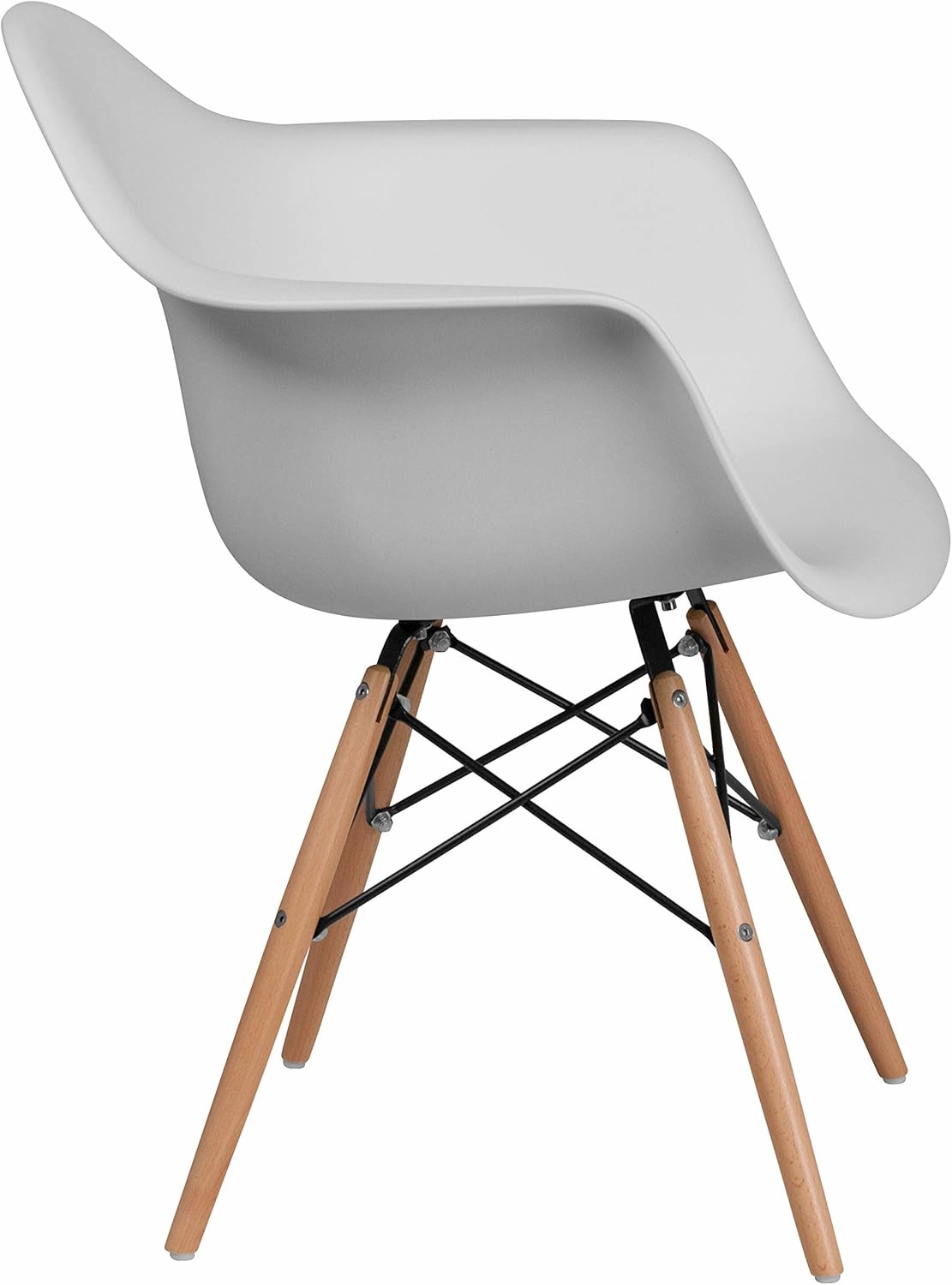 Flash Furniture Alonza Series White Plastic Chair with Wooden Legs