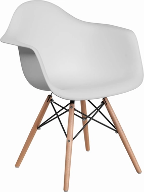 Flash Furniture Alonza Series White Plastic Chair with Wooden Legs