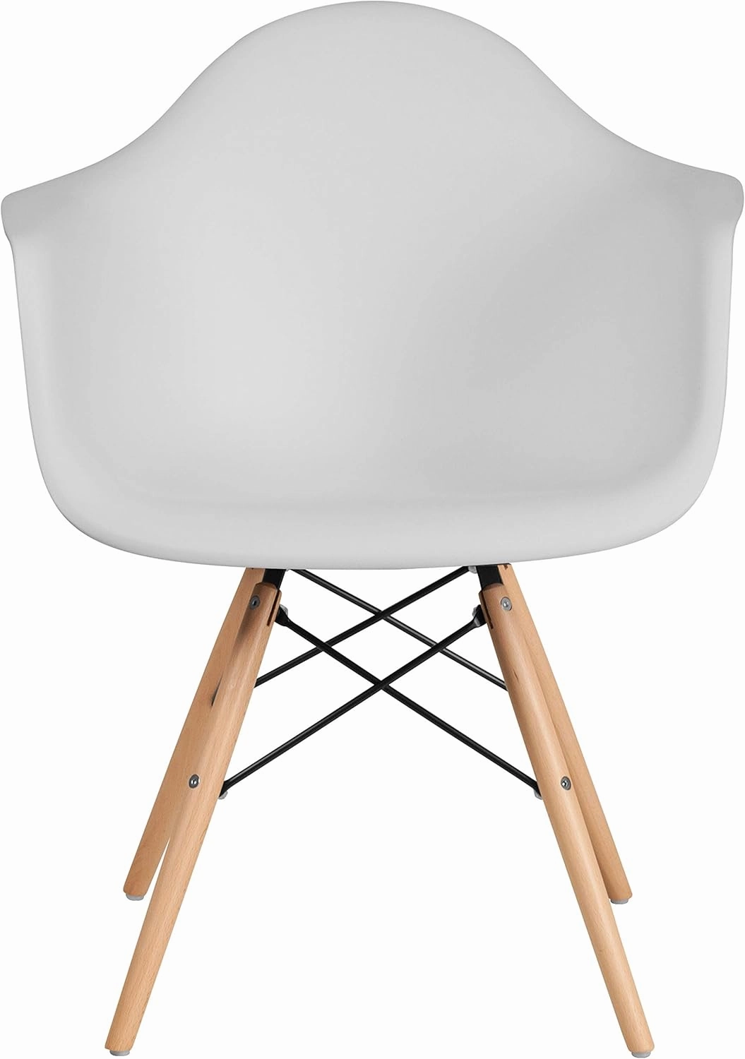 Flash Furniture Alonza Series White Plastic Chair with Wooden Legs