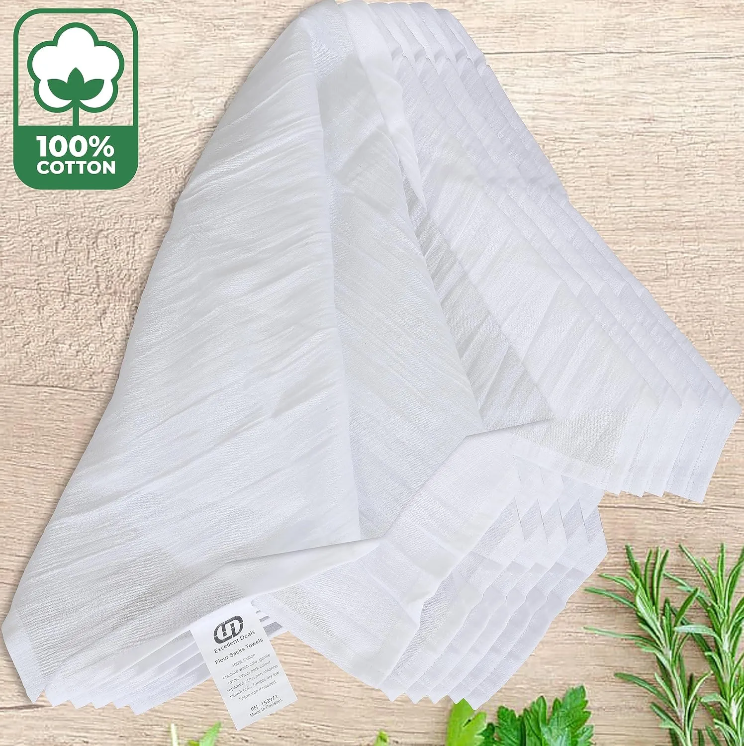 Flour Sack Kitchen Towels (White,12 Pack) 100% Cotton,28x28 Inch Cloth Napkin, Bread wrapper, Cheesecloth, Multi Purpose Kitchen Dish Towels,Bar Towels, Extremely Absorbent & Sturdy By Excellent Deals