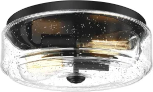Flush Mount Ceiling Light Fixture,Black Light Fixture with Seeded Glass Lampshape,2-Light Farmhouse Light Fixtures Ceiling Mount for Hallway,Kitchen,Entryway,Bedroom