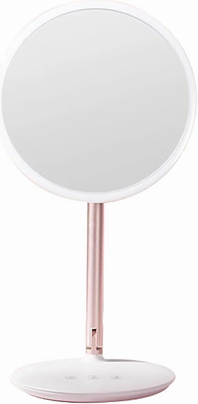 Foldable LED Makeup Mirror with 3-Color Light, Touch Control, Rechargeable Vanity Mirror for Desktop or Travel(White)