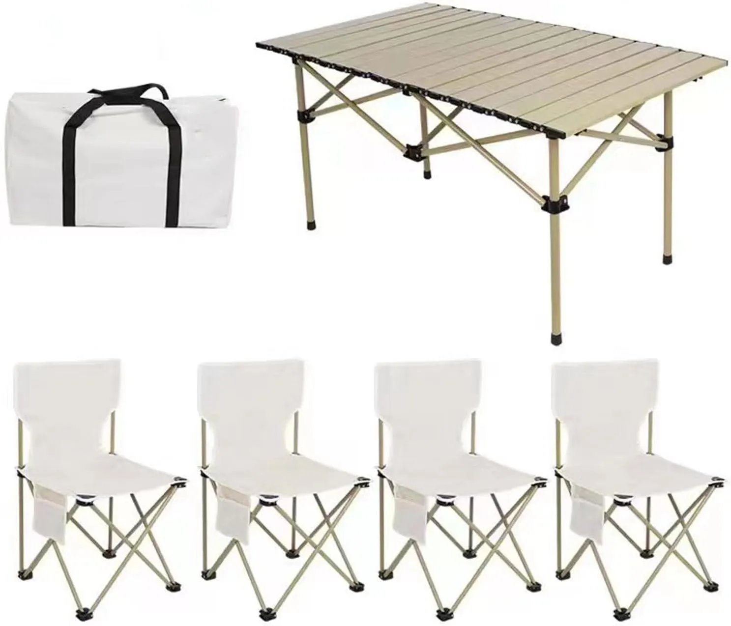 Folding Outdoor Camping Picnic Tables and airs, Carbon Steel Foldable Roll-up Table Top Small Picnic Table, Portable Fishing air Set, Easy to Assemble