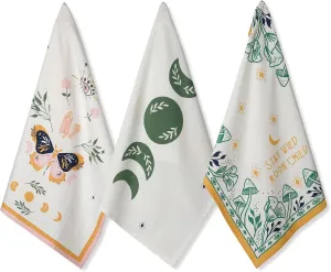 Folkulture Kitchen Towels or Dish Towels, 20" X 26" Modern Kitchen Hand Towels or Tea Towels for Valentine Day Gifts for her, Set of 3 Cotton Dishtowels and Dishcloth for Home Décor.