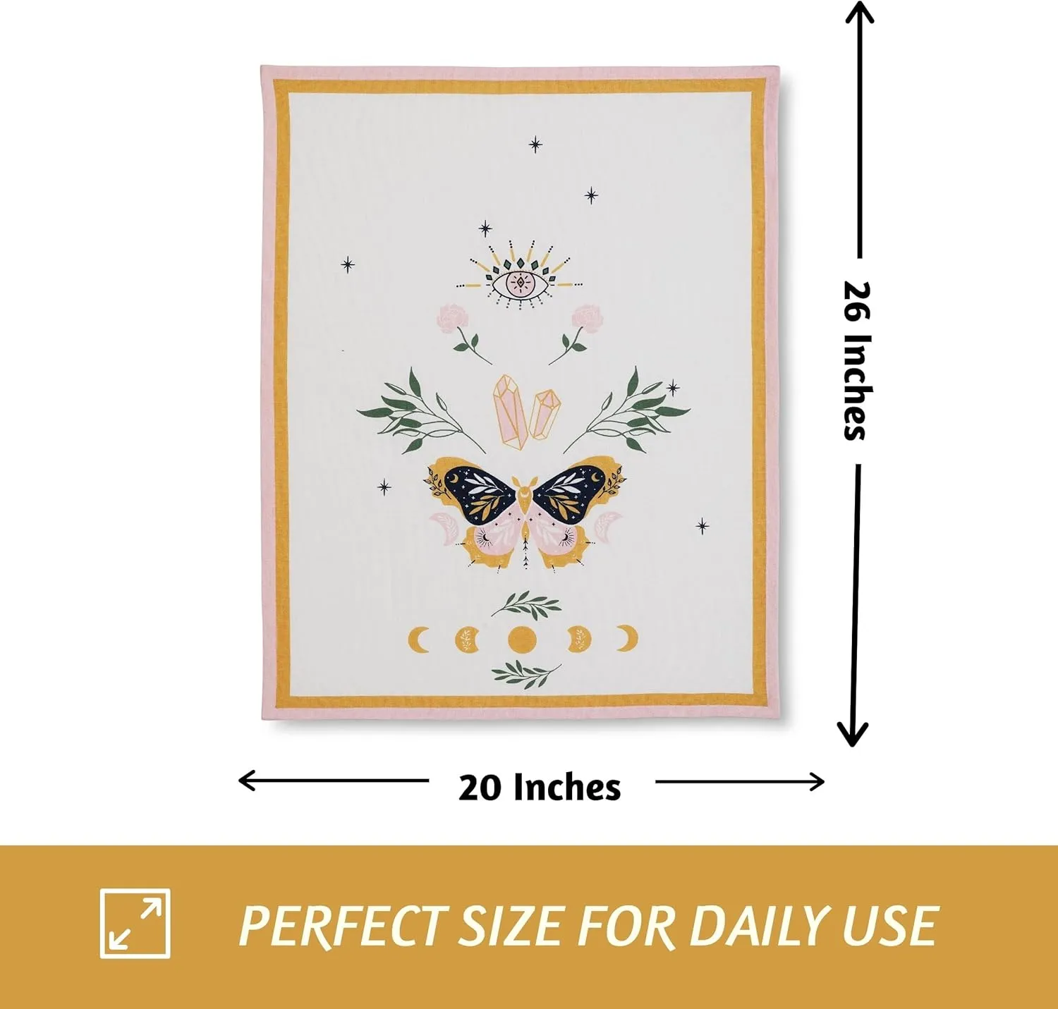 Folkulture Kitchen Towels or Dish Towels, 20" X 26" Modern Kitchen Hand Towels or Tea Towels for Valentine Day Gifts for her, Set of 3 Cotton Dishtowels and Dishcloth for Home Décor.