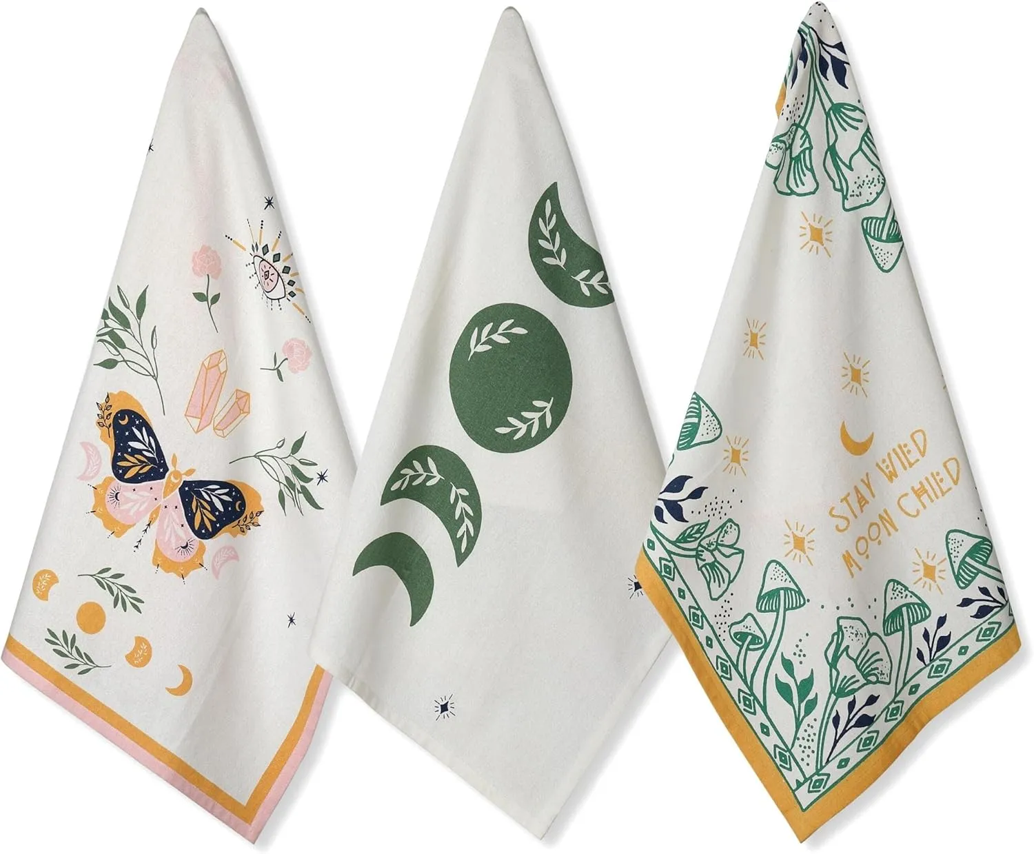 Folkulture Kitchen Towels or Dish Towels, 20" X 26" Modern Kitchen Hand Towels or Tea Towels for Valentine Day Gifts for her, Set of 3 Cotton Dishtowels and Dishcloth for Home Décor.