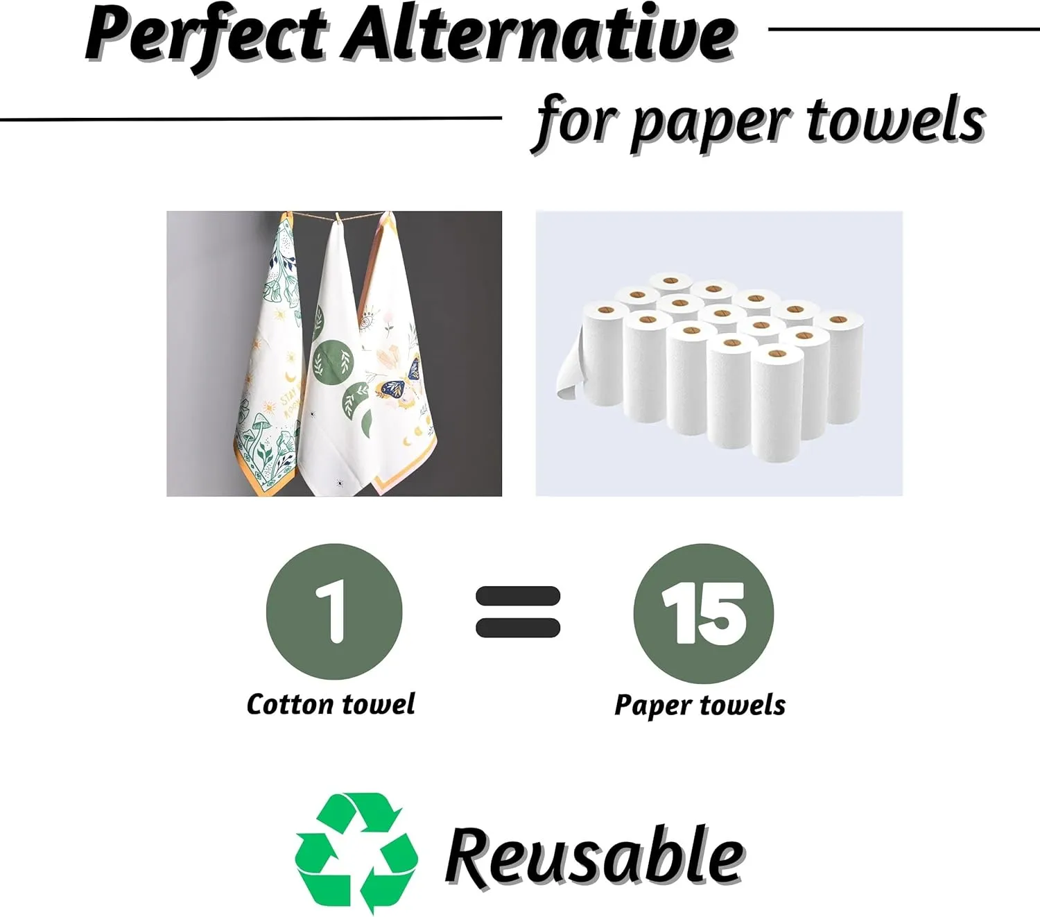 Folkulture Kitchen Towels or Dish Towels, 20" X 26" Modern Kitchen Hand Towels or Tea Towels for Valentine Day Gifts for her, Set of 3 Cotton Dishtowels and Dishcloth for Home Décor.