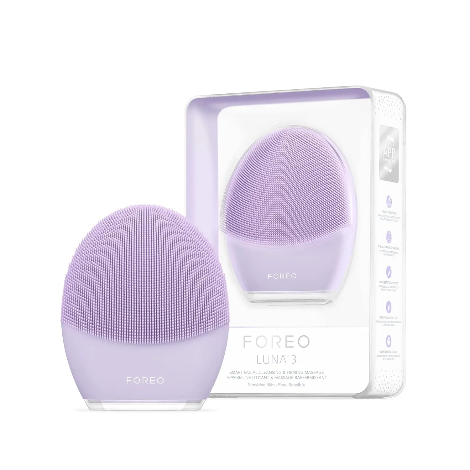 FOREO LUNA 3 Facial Cleansing Brush | Sensitive Skin | Anti Aging Face Massager | Enhances Absorption of Facial Products | For Clean & Healthy Face Care | Simple & Easy | Waterproof