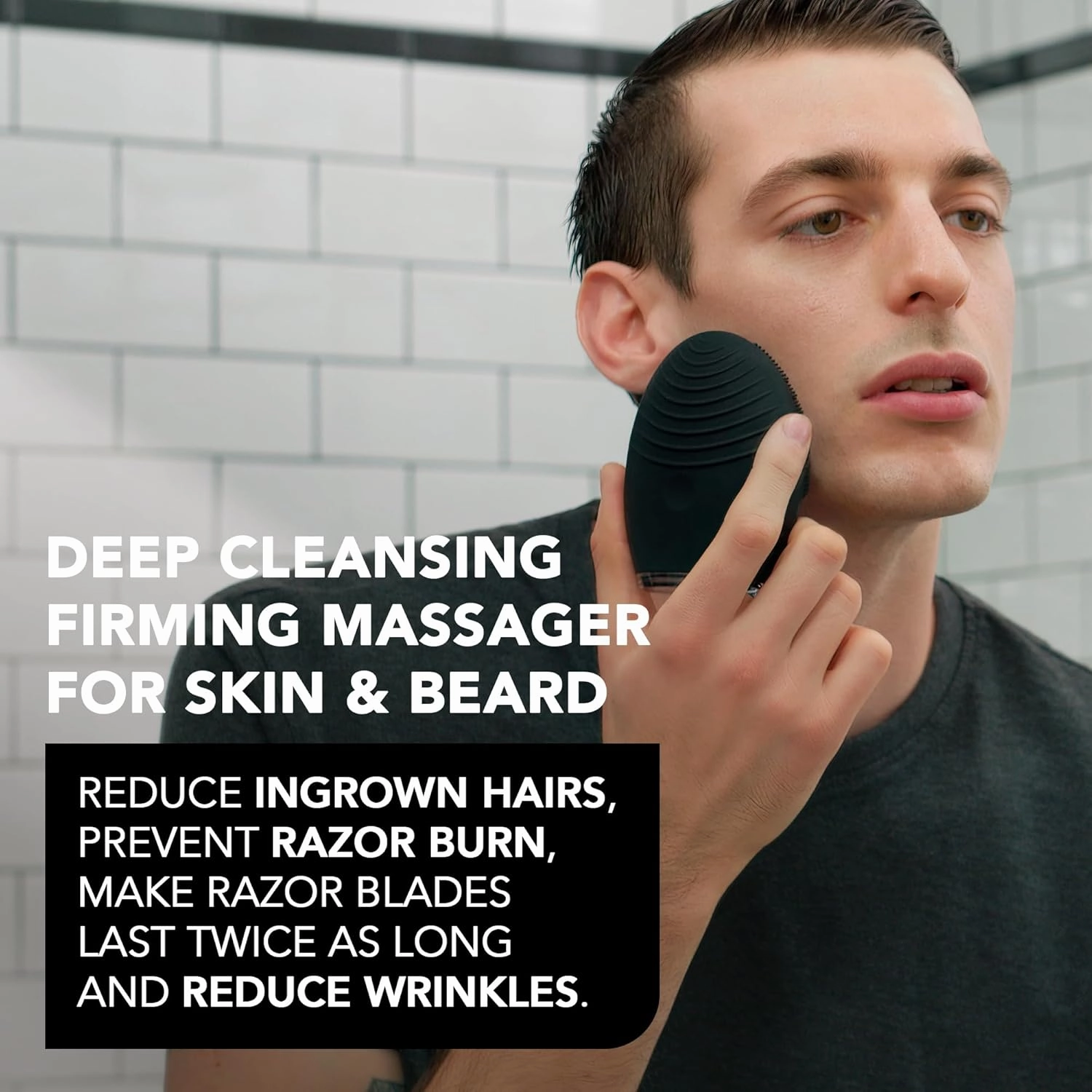 FOREO Luna 3 Men Silicone Facial Cleansing & Firming Massage Brush for Skin and Beard, Shave Prep, Ultra-Hygienic,16 Intensities, 650 uses/USB Charge, App-Connected, Waterproof, 2-Year Warranty