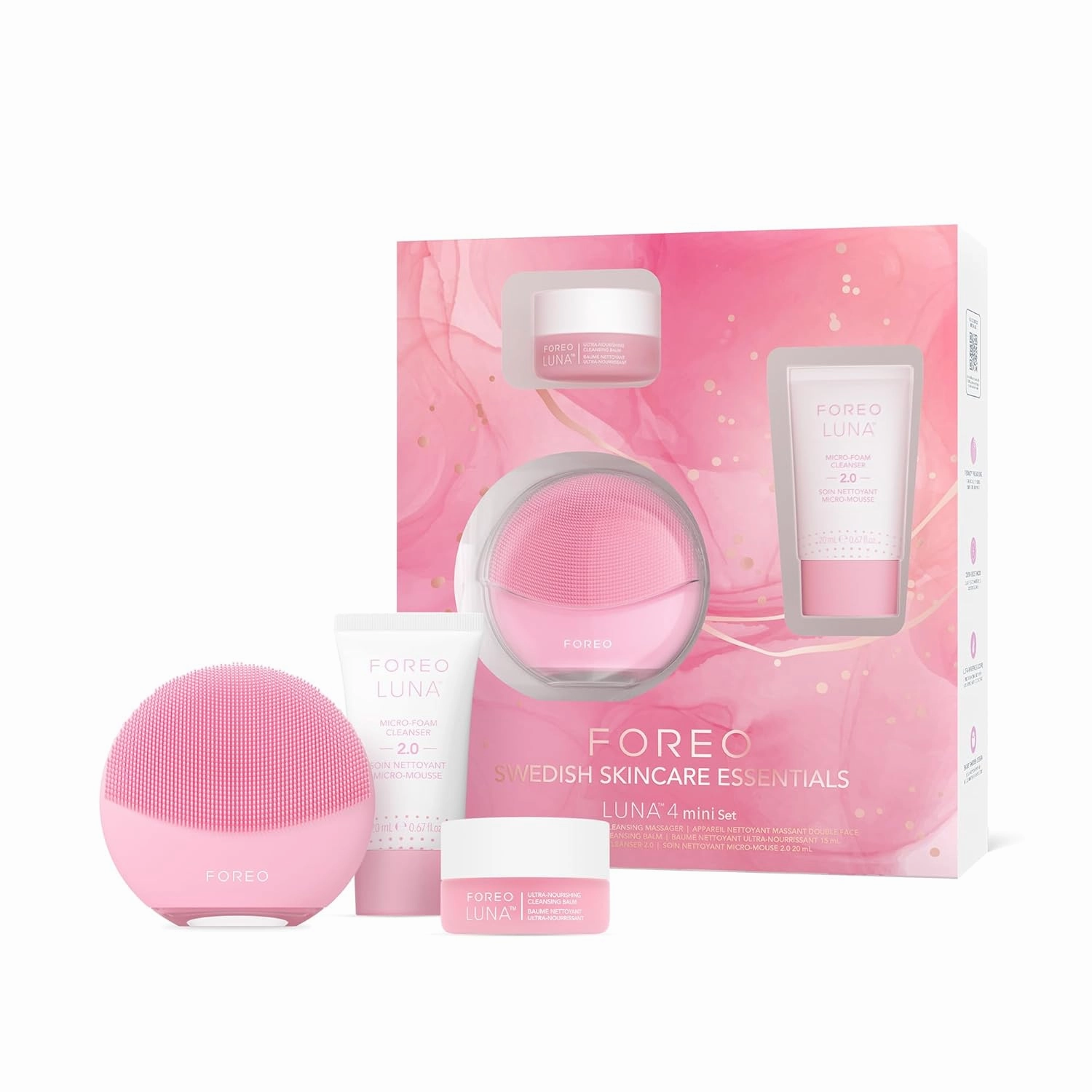 FOREO LUNA 4 mini Set Face Cleansing Brush & Face Massager   Ultra-Nourishing Cleansing Balm, 0.5 fl oz   Micro-Foam Cleanser 2.0, 0.67 fl oz - Face Care - Facial Skin Care Products for All Skin Types
