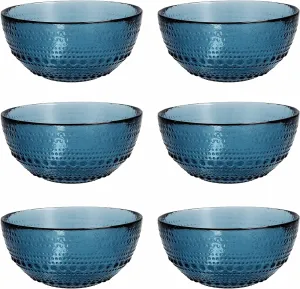 Fortessa Jupiter Vintage Glassware Collection 5 Inch Cereal Salad Dessert Snack All-Purpose Bowl 6 Pack, Cornflower Blue, 14 Ounce (6 Pack)