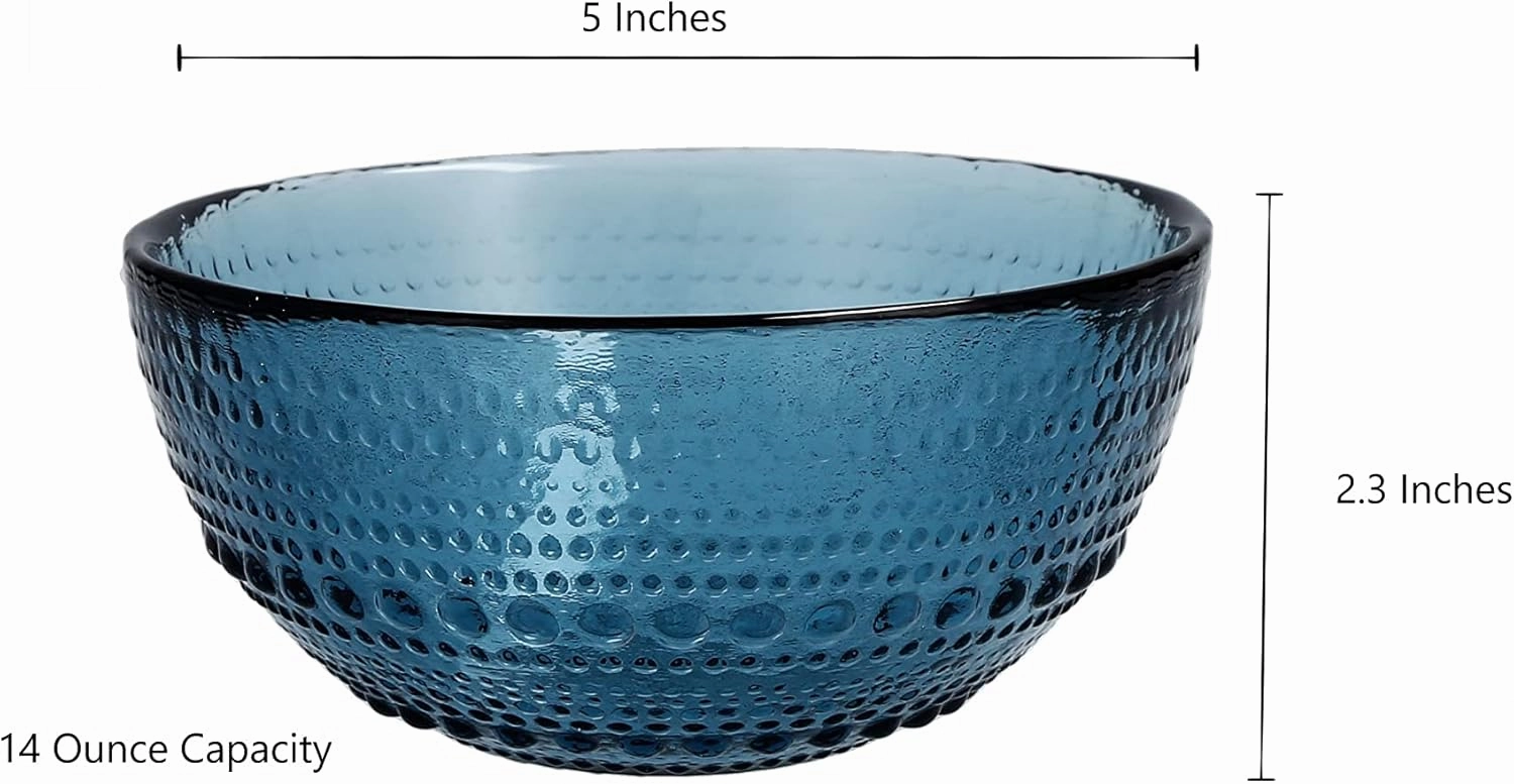 Fortessa Jupiter Vintage Glassware Collection 5 Inch Cereal Salad Dessert Snack All-Purpose Bowl 6 Pack, Smoke Gray, 14 Ounce (6 Pack)