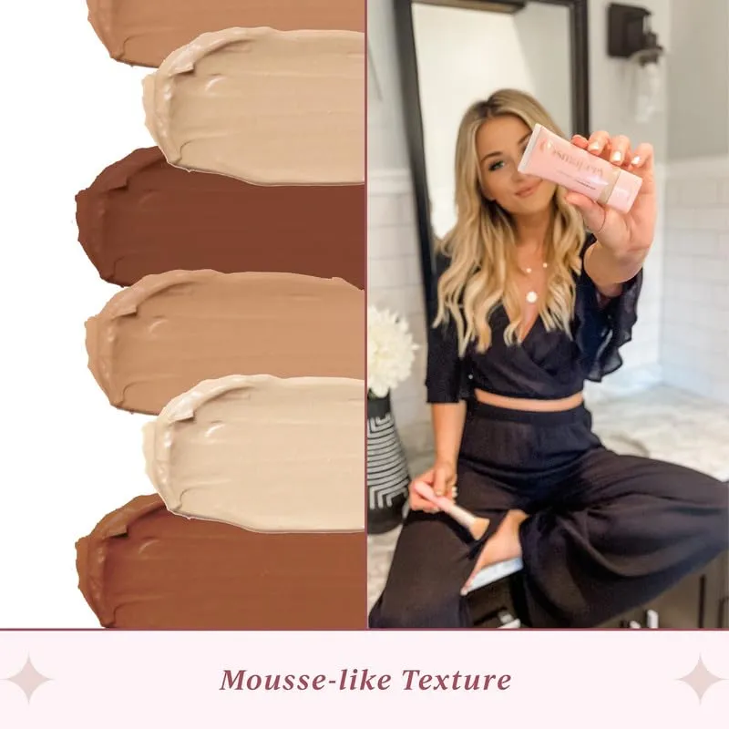 Foundation for Light to Full Coverage - Mousse Liquid Makeup Foundation for Uneven Skin Tone - Diverse Skin Types Mature, Dry, Oily - Oil-free, Cruelty-free (Medium)