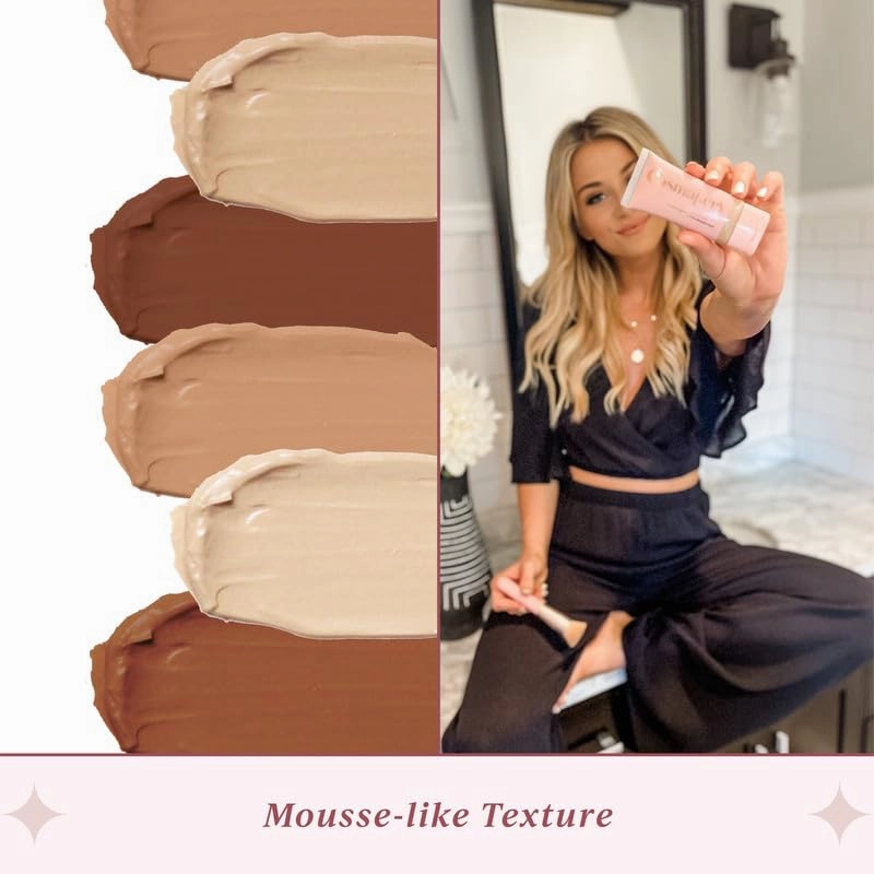 Foundation for Light to Full Coverage - Mousse Liquid Makeup Foundation for Uneven Skin Tone - Diverse Skin Types Mature, Dry, Oily - Oil-free, Cruelty-free (Fair)