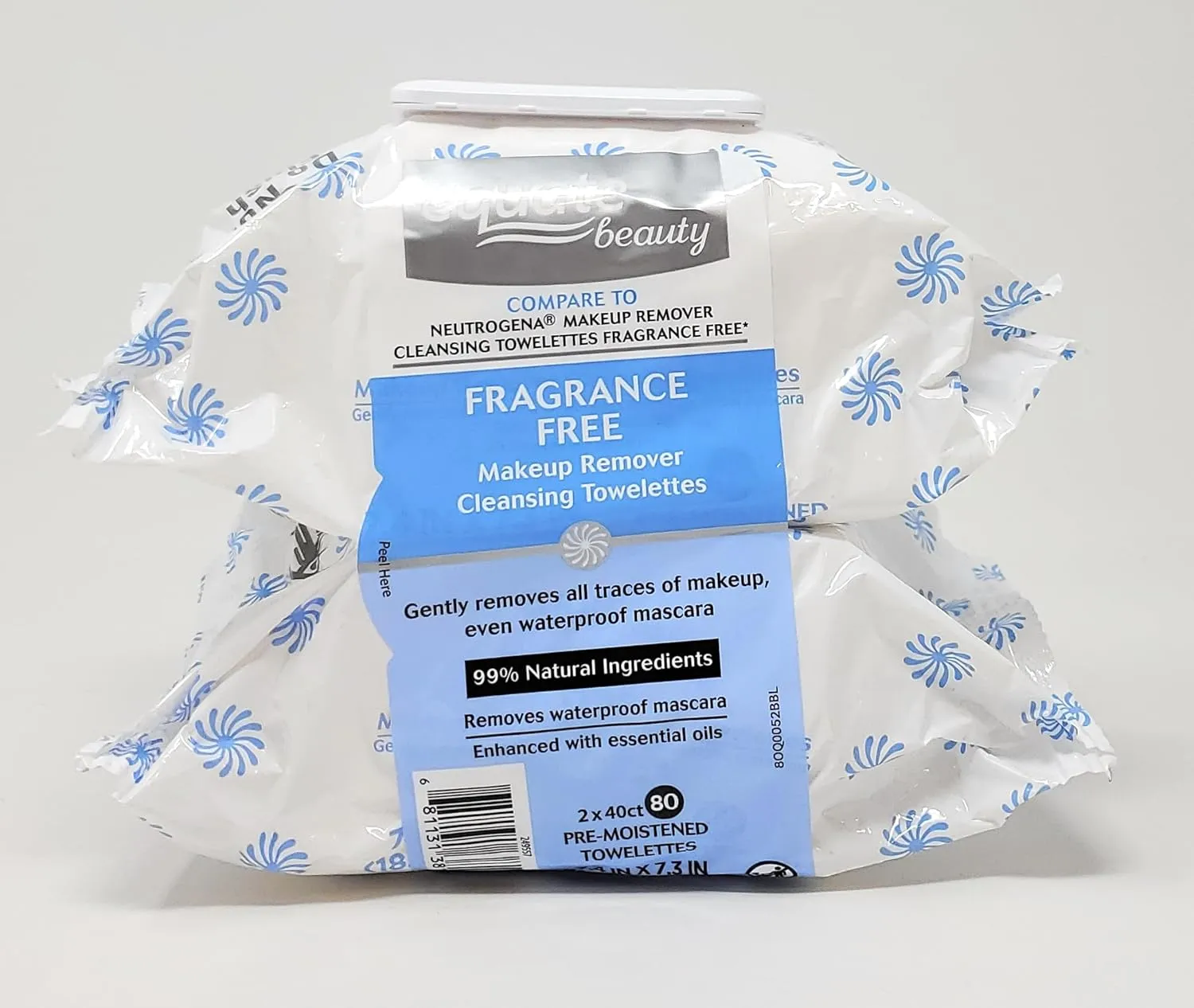 Fragrance Free Makeup Remover Cleansing Towelettes | 99% Natural Ingredients | Enhanced with Essential Oils | 80 Count, 2 Pack