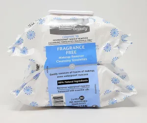 Fragrance Free Makeup Remover Cleansing Towelettes | 99% Natural Ingredients | Enhanced with Essential Oils | 80 Count, 2 Pack