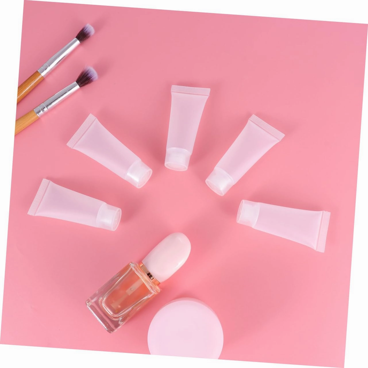 FRCOLOR Lip Gloss Containers 60 Pcs Makeup Bottle Clear Cosmetic Container Refillable Lotion Tube Lip Gloss Airless Pump Jar Kit Cream Tubes Small Perfume Spray Bottle Empty Cream Bottles Cream White