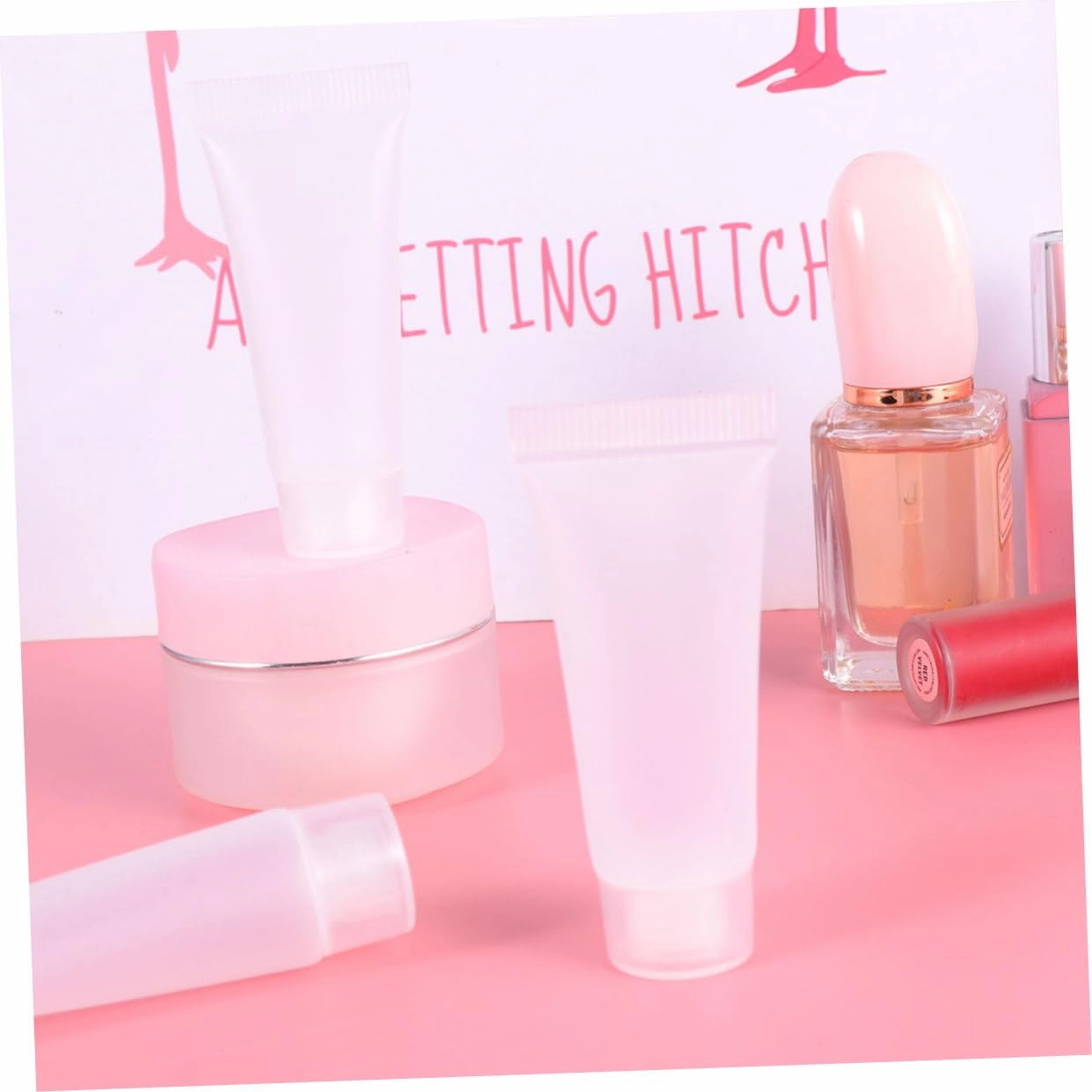 FRCOLOR Lip Gloss Containers 60 Pcs Makeup Bottle Clear Cosmetic Container Refillable Lotion Tube Lip Gloss Airless Pump Jar Kit Cream Tubes Small Perfume Spray Bottle Empty Cream Bottles Cream White