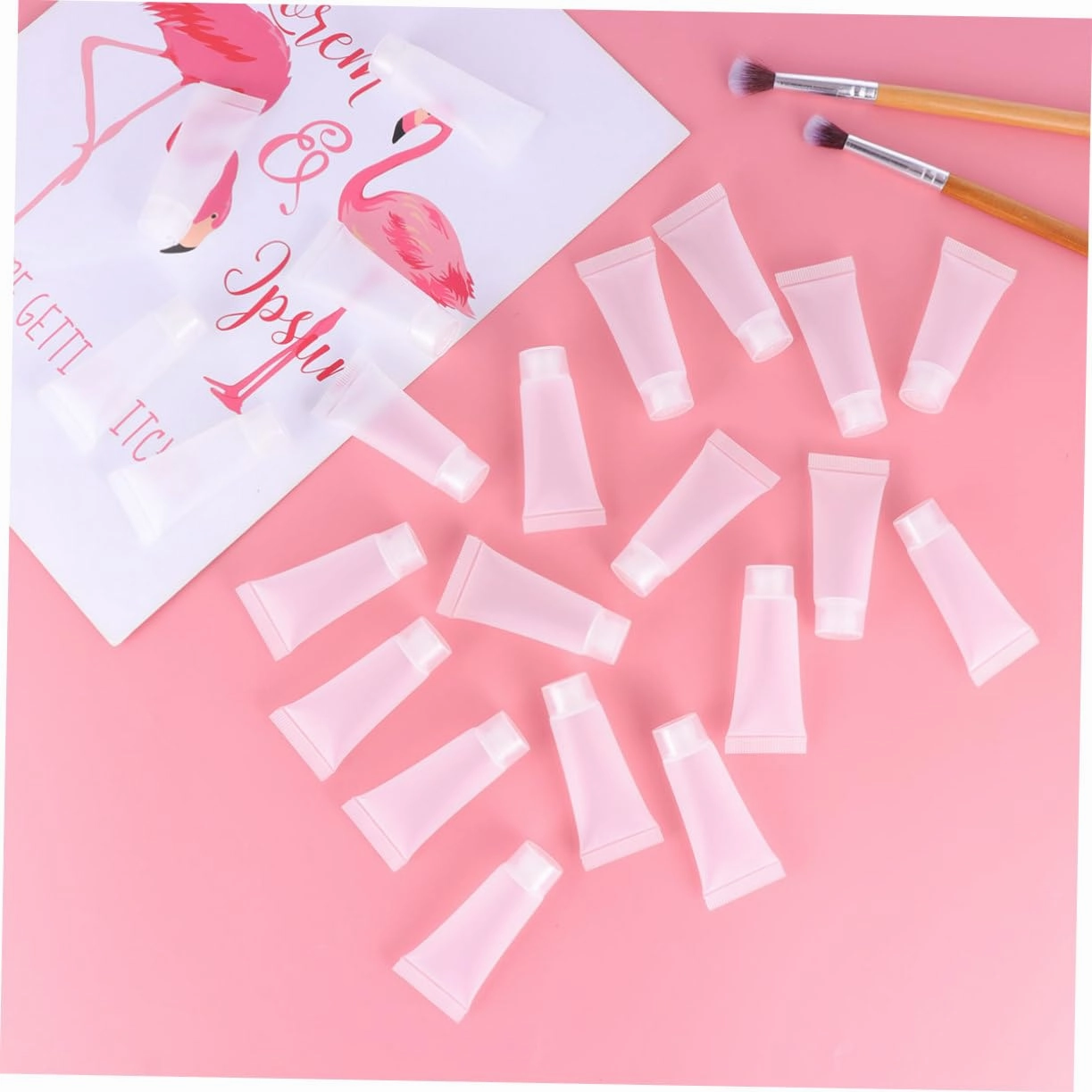 FRCOLOR Lip Gloss Containers 60 Pcs Makeup Bottle Clear Cosmetic Container Refillable Lotion Tube Lip Gloss Airless Pump Jar Kit Cream Tubes Small Perfume Spray Bottle Empty Cream Bottles Cream White