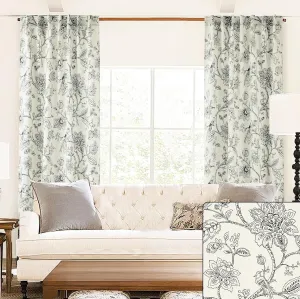 French Country Curtains for Living Room Bedroom,Toile Black and Cream Colored Modern Farmhouse Whimsical Floral Pattern Semi Blackout Cortinas para Cuarto Bloqueador De Luz Light Blocking Curtains