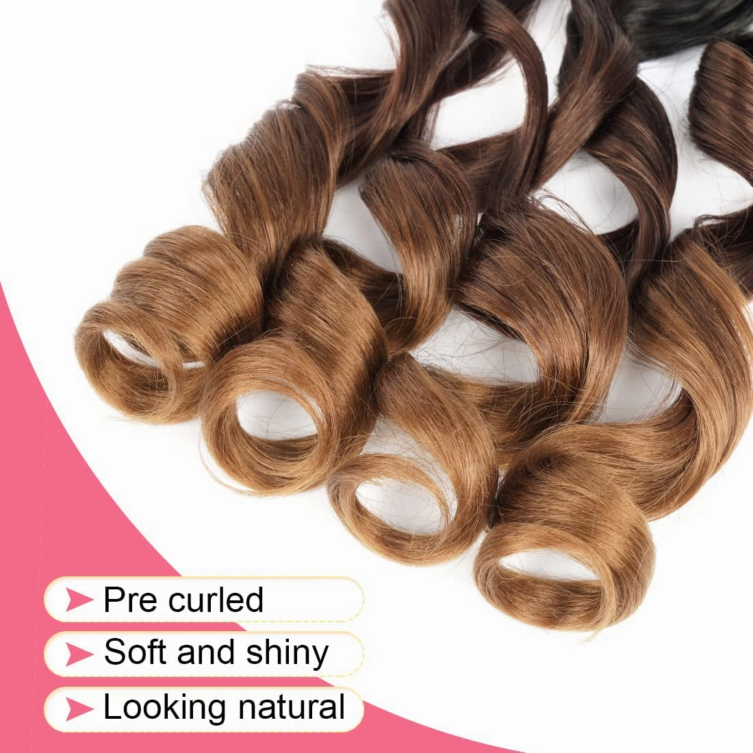 French Curl Braiding Hair 24 inch 6 Packs Loose Wave Bouncy Braiding Hair Pre Stretched 100/pack Yaki Curly Crochet Hair for Black Women Hair Extensions(24 inch(pack of 6),1b/33/30)