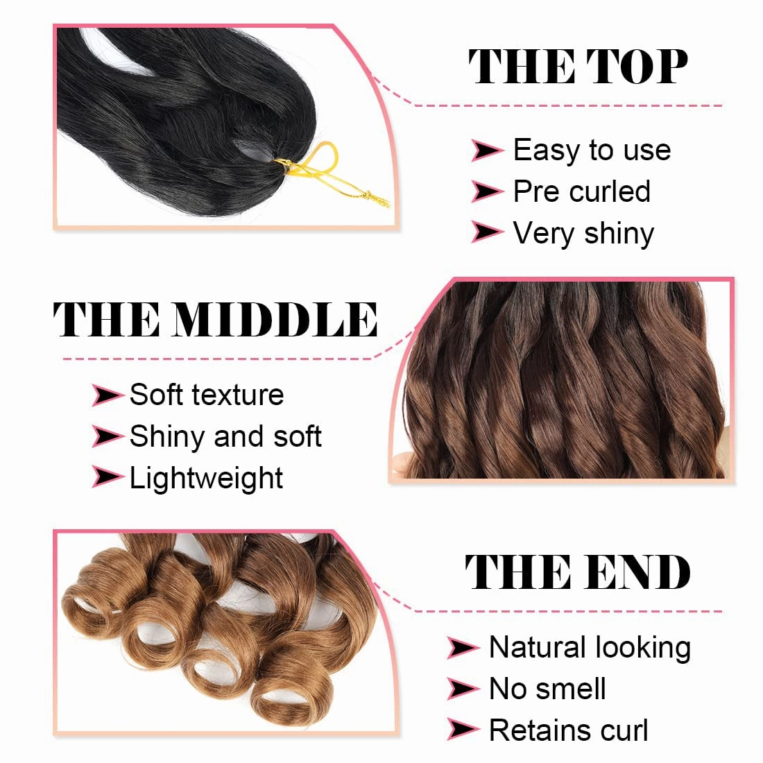 French Curl Braiding Hair 24 inch 6 Packs Loose Wave Bouncy Braiding Hair Pre Stretched 100/pack Yaki Curly Crochet Hair for Black Women Hair Extensions(24 inch(pack of 6),1b/33/30)