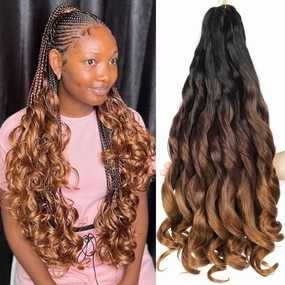 French Curl Braiding Hair 24 inch 6 Packs Loose Wave Bouncy Braiding Hair Pre Stretched 100/pack Yaki Curly Crochet Hair for Black Women Hair Extensions(24 inch(pack of 6),1b/33/30)